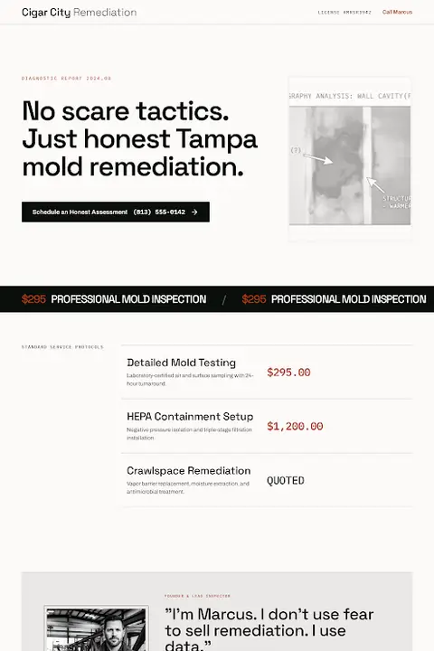 Diagnostic Field Guide — Mold Removal website design