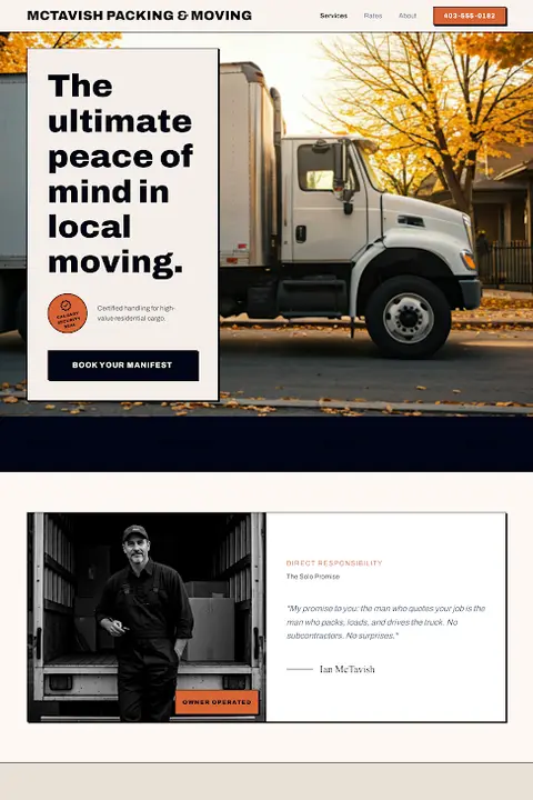 The Heavy-Duty Ledger — Moving Company website design