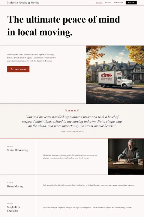 The Owner’s Manifest — Moving Company website design