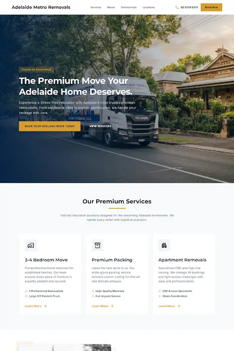 Adelaide Heritage Removals — Moving Company website design