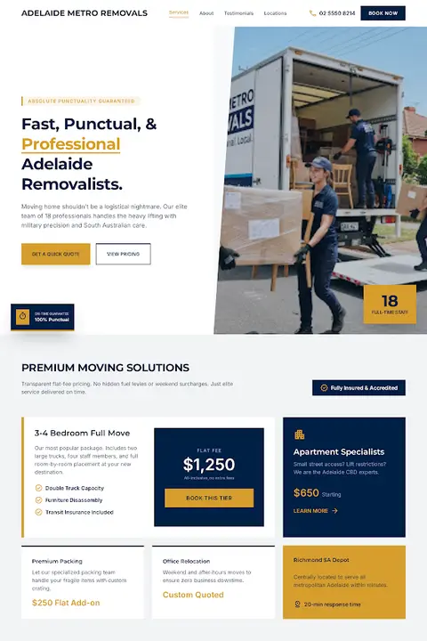 Adelaide Heritage Removals — Moving Company website design