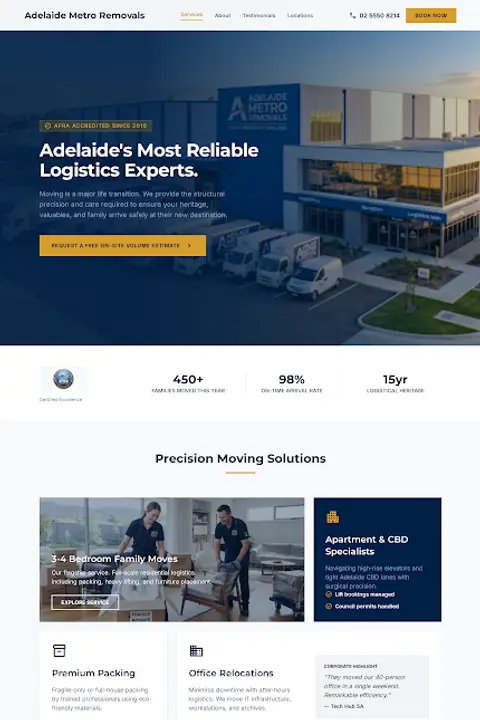 Adelaide Heritage Removals — Moving Company website design
