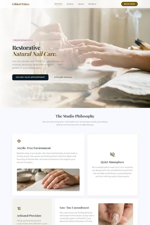 Aura of Gilded Palms — Nail Salon website design