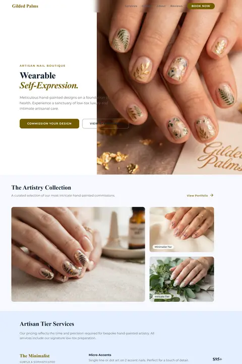 Aura of Gilded Palms — Nail Salon website design