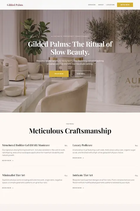Modern Romantic Luxury — Nail Salon website design