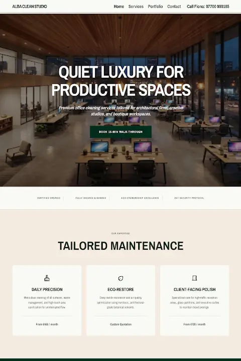 Alba Clean Studio Design System — Office Cleaning website design