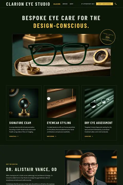 Clarion Eye Studio Design System — Optometrist website design