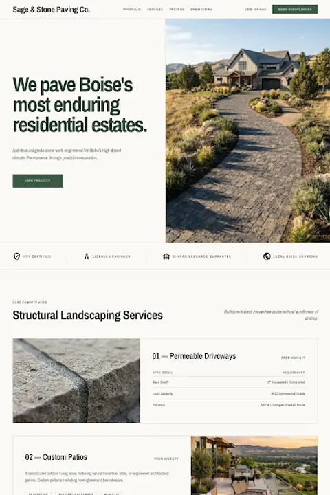 Sage & Stone Architectural System — Paver Installation website design
