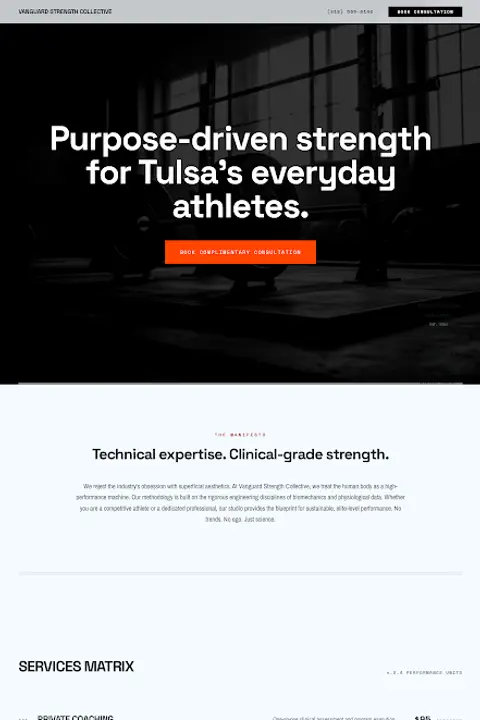 Vanguard Strength Collective — Personal Trainer website design