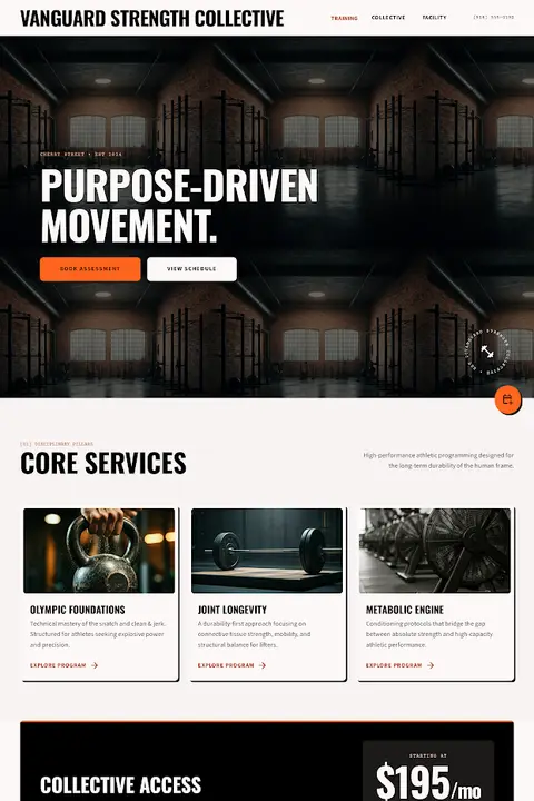 Vanguard Strength Collective — Personal Trainer website design