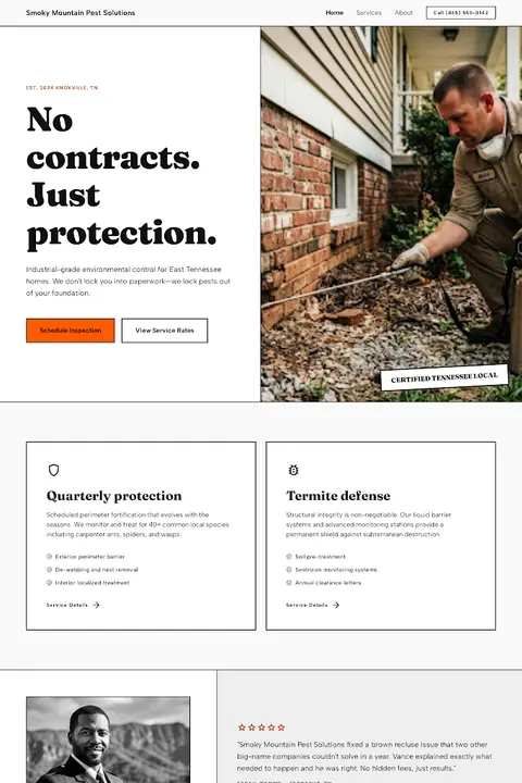 Industrial Ledger — Pest Control website design