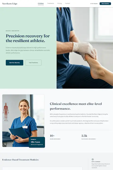 Northern Edge Clinical — Physiotherapy website design