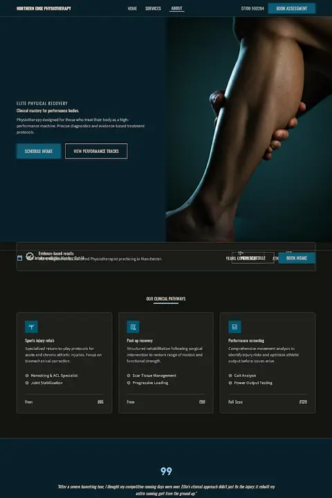 Northern Edge Clinical System — Physiotherapy website design