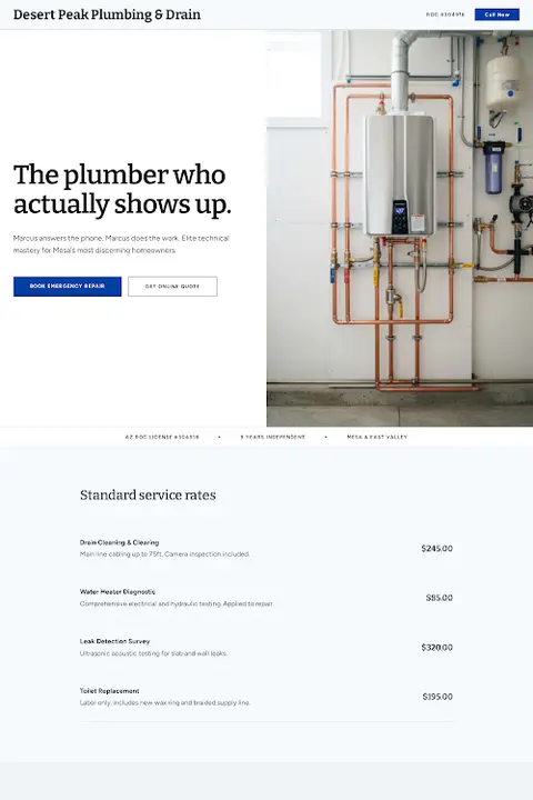 Swiss Trade Ledger — Plumbing website design