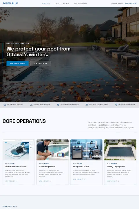 Boreal Blue Operational Ledger — Pool Cleaning & Maintenance website design