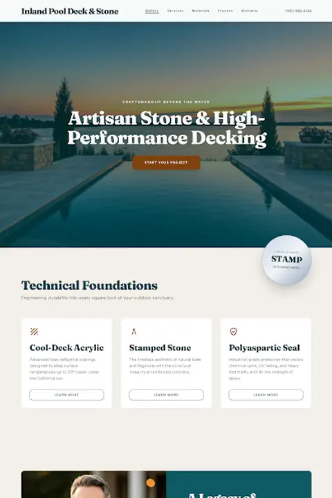 Tectonic Integrity — Pool Deck Resurfacing website design