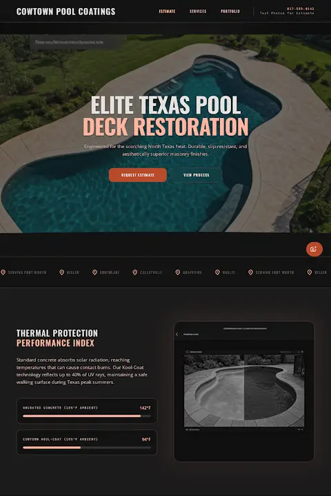 Texas Masonry Ledger — Pool Deck Resurfacing website design