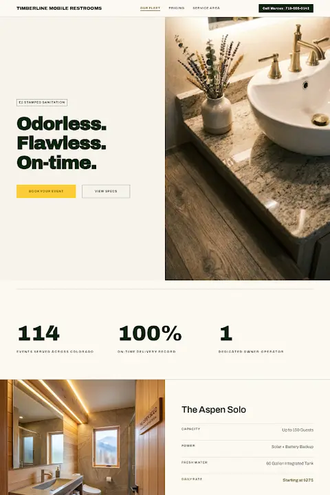Alpine Field Guide — Porta Potty Rental website design
