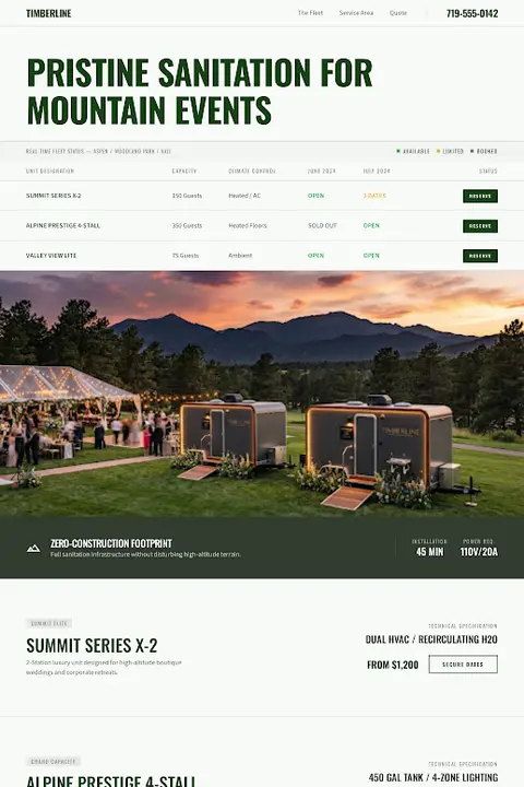 Alpine Sanitary — Porta Potty Rental website design