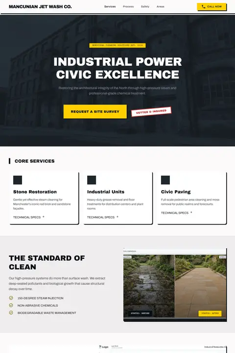 Industrial Restorative — Pressure Washing website design
