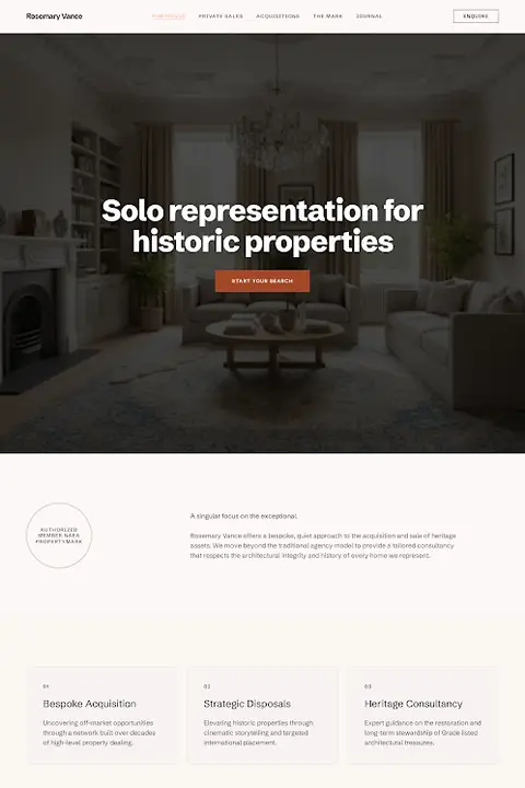 Architectural Monograph — Real Estate Agent website design