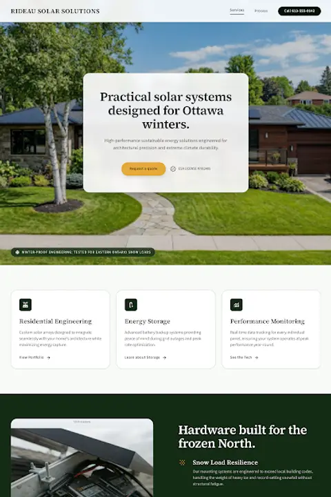 Climate Tech Architectural — Residential Solar website design