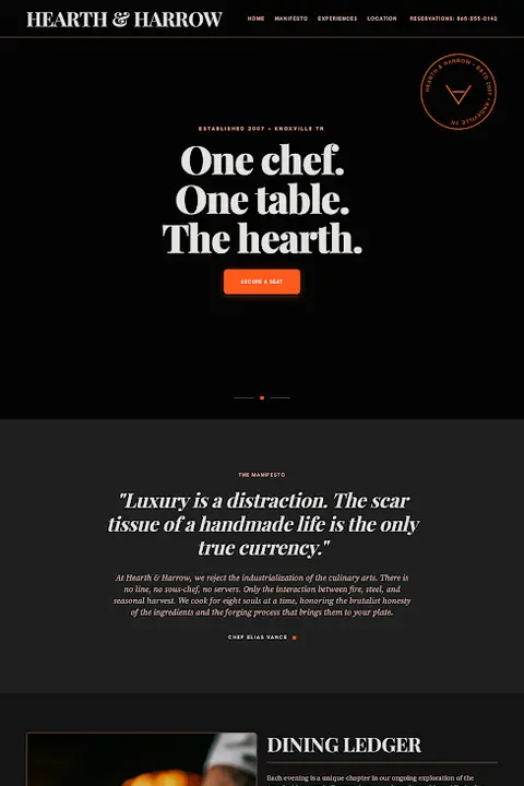 Iron & Embers — Restaurant website design