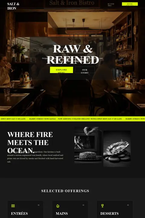 Iron & Acid — Restaurant website design