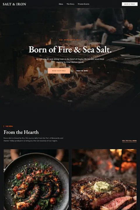 Coastal Hearth & Iron — Restaurant website design