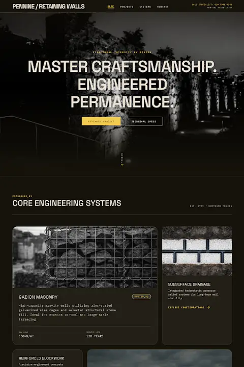The Mason's Ledger — Retaining Wall Builder website design