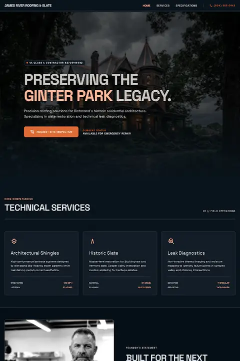 Slate & Solder — Roofing website design