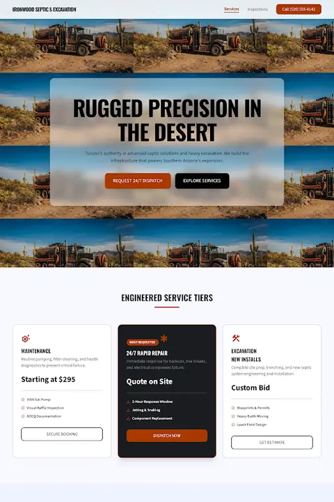 Industrial Precision — Septic Tank Cleaning website design
