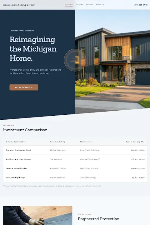 Architectural Weather-Armor — Siding Contractor website design