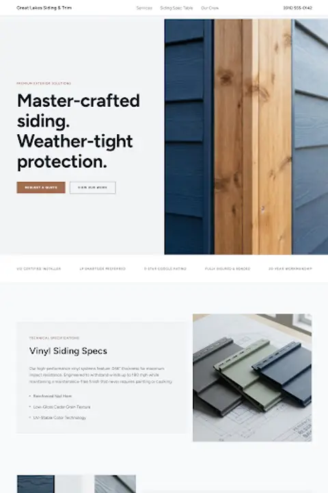Carpenter's Blueprint — Siding Contractor website design