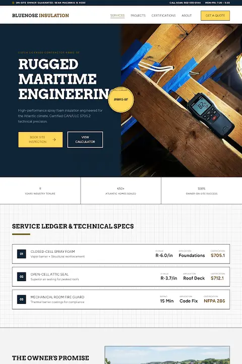 Maritime Thermal Shield — Spray Foam Insulation website design