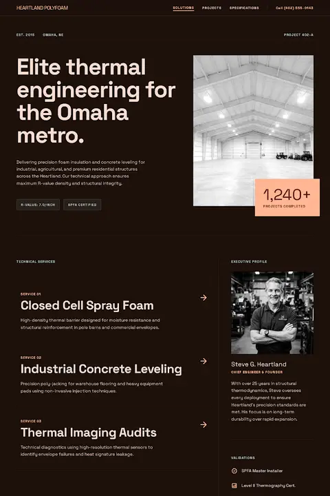 Thermal Precision — Spray Foam Insulation website design
