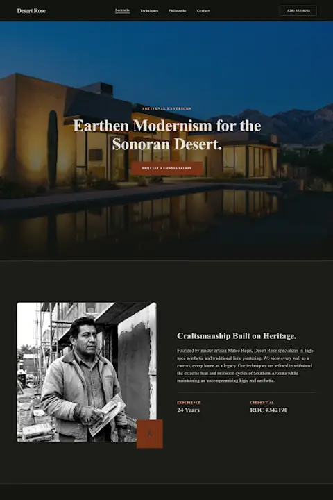 Desert Artisan Monograph — Stucco Contractor website design