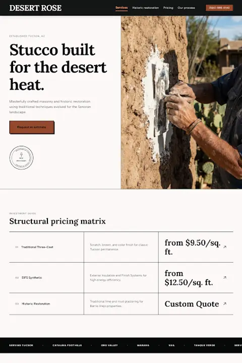 Desert Masonry Grid — Stucco Contractor website design
