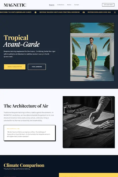 Tropical Avant-Garde Narrative — Tailor website design