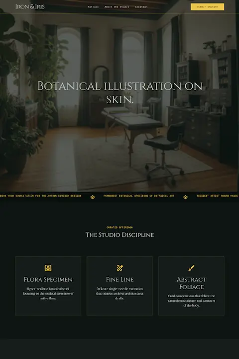 Iron & Iris — Tattoo Studio website design