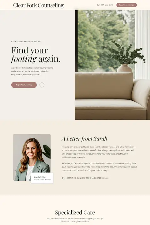 The Steady River — Therapist & Counseling website design