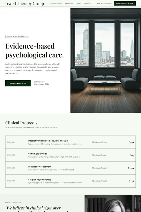 The Clinical Ledger — Therapist & Counseling website design