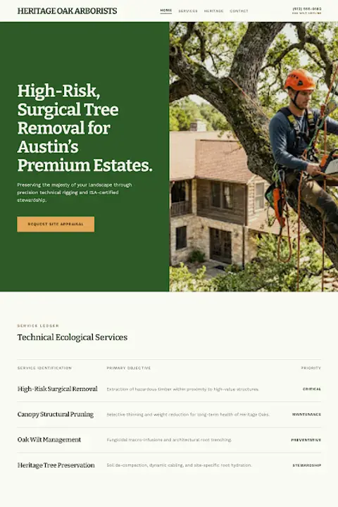 Heritage Estate Aesthetic — Tree Removal website design