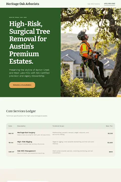 The Hill Country Guardian — Tree Removal website design