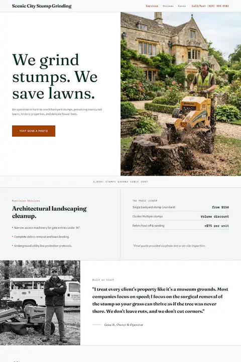 Architectural Landscape Journal — Tree Stump Grinding & Removal website design