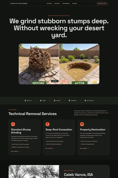 Desert Precision — Tree Stump Grinding & Removal website design