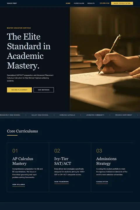 The Master's Ledger — Tutoring website design