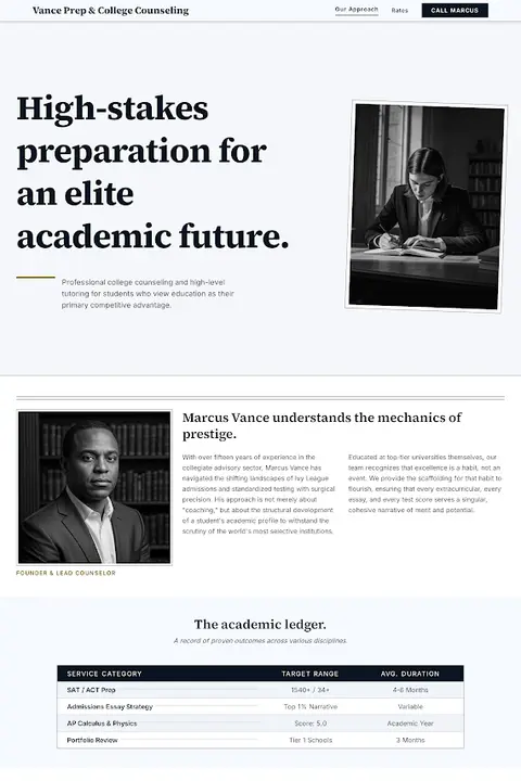 Academic Ledger — Tutoring website design