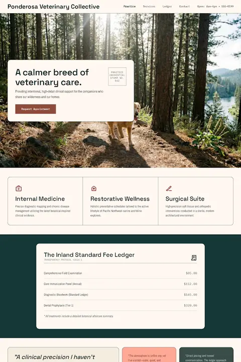 The Botanical Ledger — Veterinarian website design