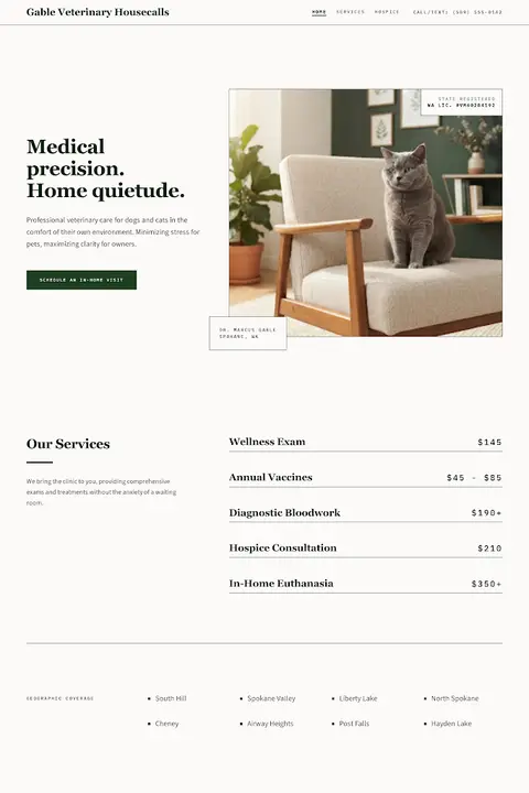 Clinical Quietude — Veterinarian website design